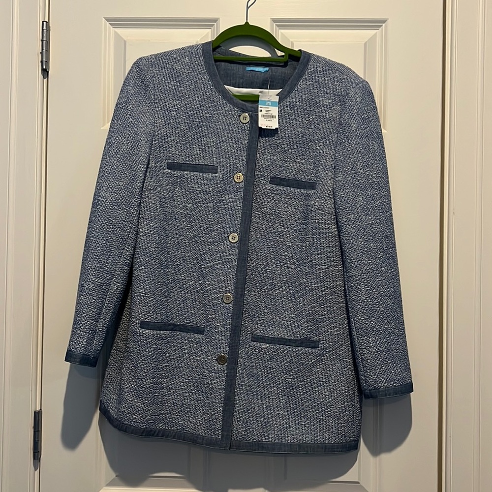 J. McLaughlin Ardella jacket.  Chambray Tweed. Light blue. NWT. Size 8.
